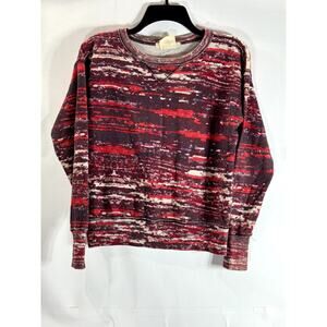 ISABEL MARANT FOR H&M Women's Red Printed Crewneck Pullover Sweater SZ 4